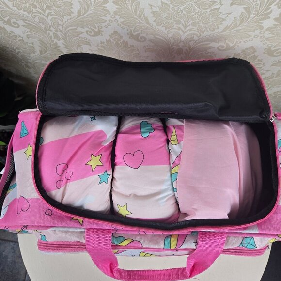 Olivet Intl 3 Piece Slumber Set Pink Unicorn Pattern Tent Sleeping Bag & Duffel - Picture 11 of 16